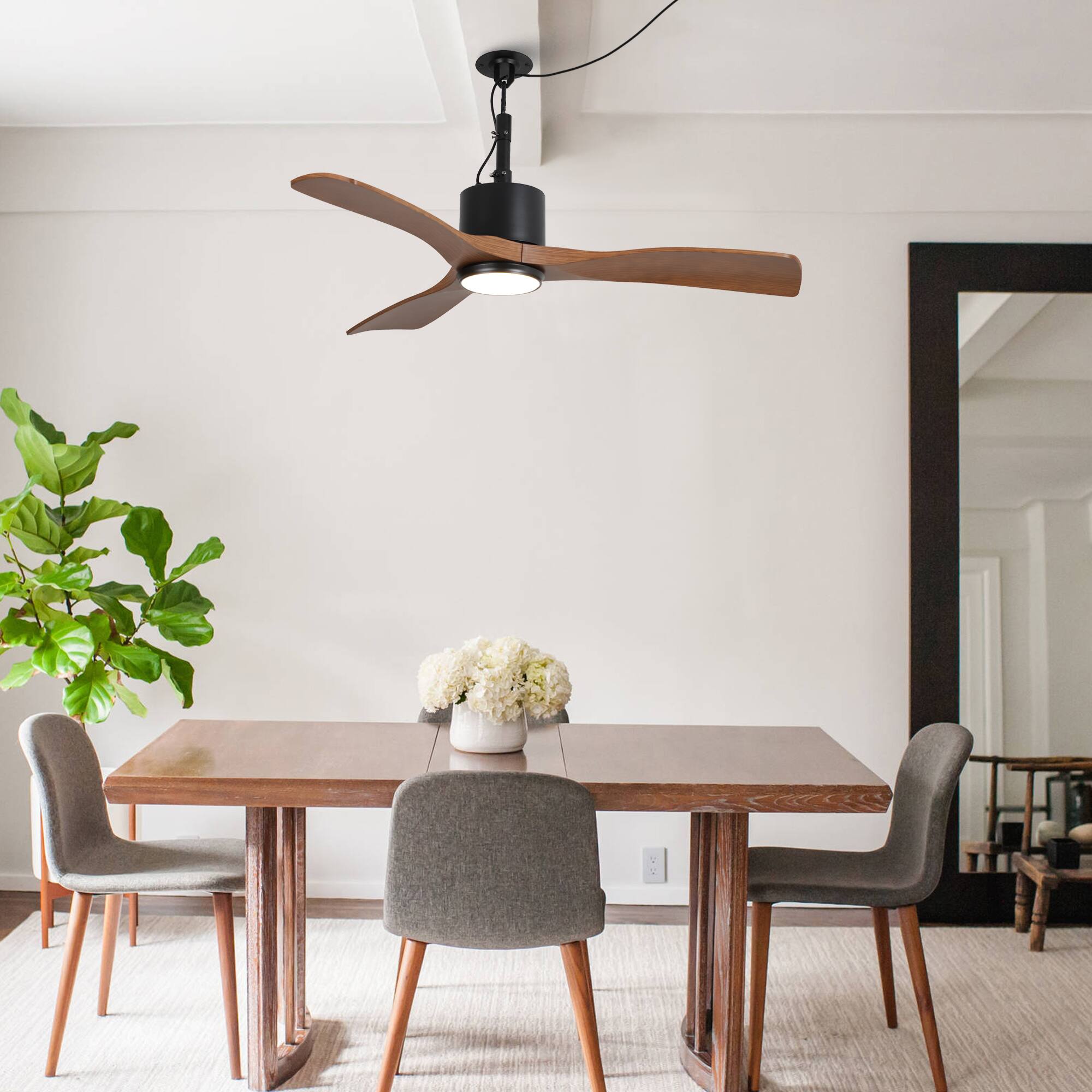 Alt View 5. Parrot Uncle - 42" Classic Waterproof Wet Outdoor Gazebo Hook Ceiling Fan with Light and Plug in - Brown.