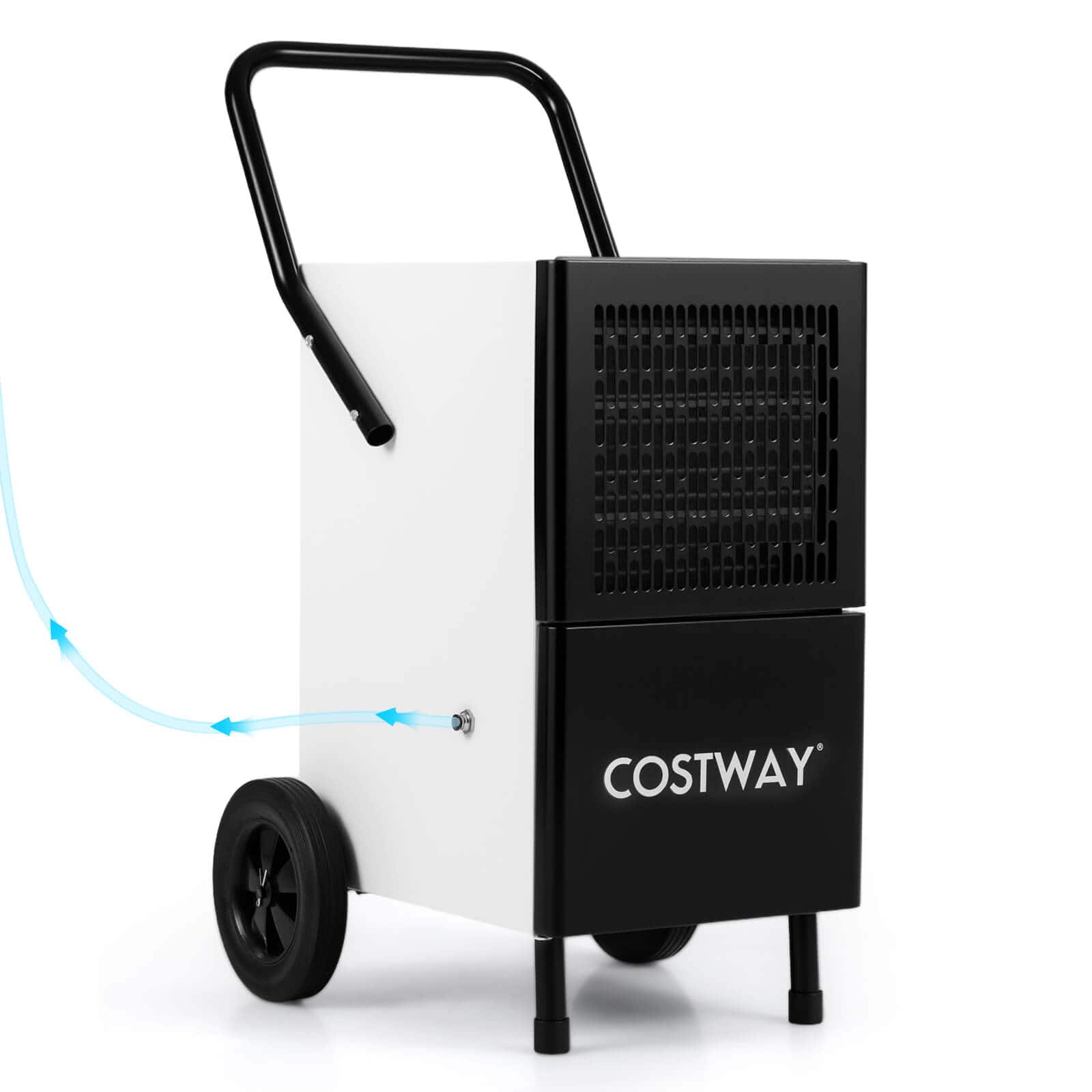 Costway - 189-Pint Dehumidifier with Built-in Pump, Drain Hose & Wheels White + Black 7500 Sq. ft Coverage Area - White,Black