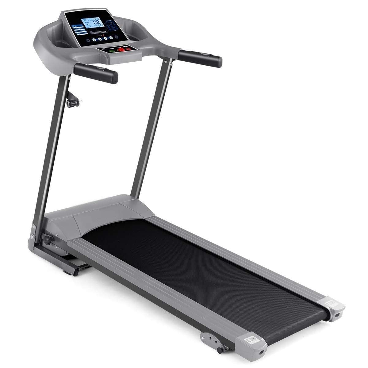 HONGGE - Foldable Electric Treadmill with LCD Display and Manual Incline for Home Running Workout - Gray