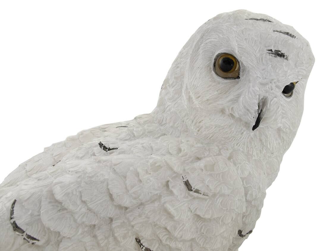 Alt View 3. Zeckos - Beautiful Snowy Owl on a Branch Statue - White.