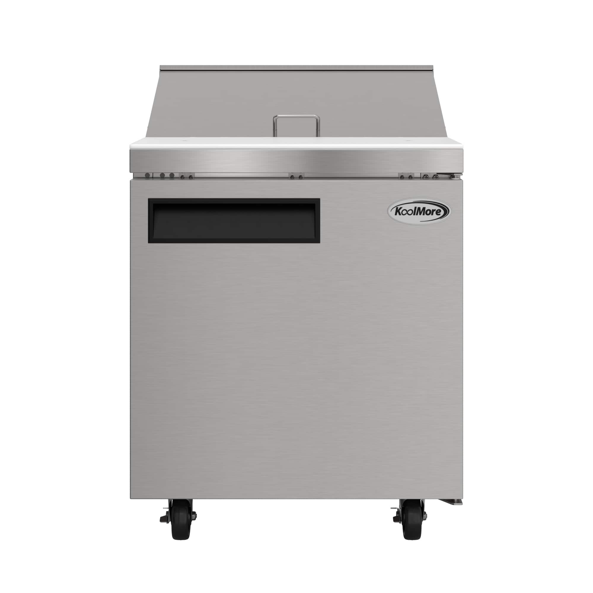 Koolmore - 27 in. Commercial 1-Door Refrigerated Salad and Sandwich Prep Table, 8 Pan Capacity and 8 Cu. Ft. of Storage - Stainless Steel