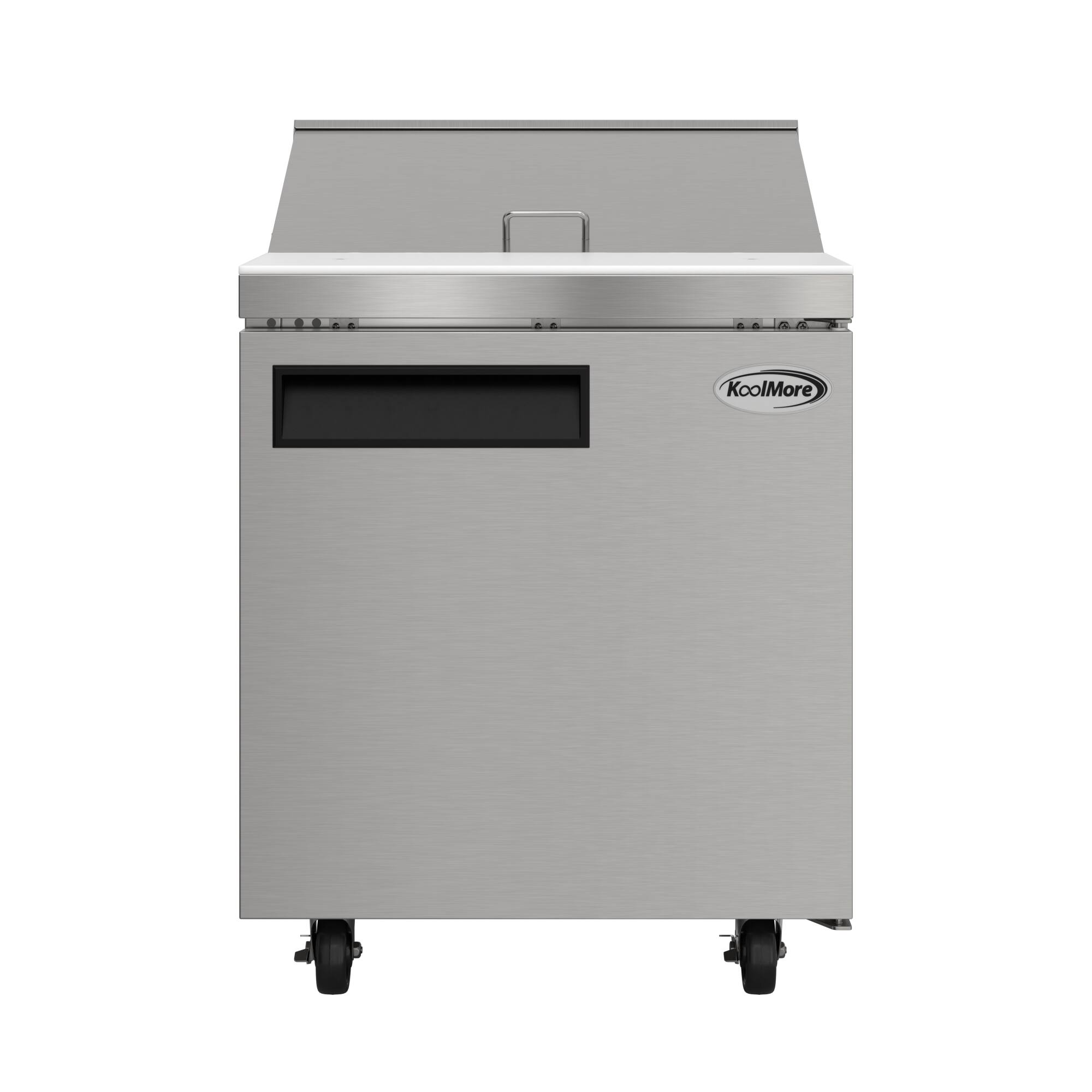 Front. Koolmore - 27 in. Commercial 1-Door Refrigerated Salad and Sandwich Prep Table, 8 Pan Capacity and 8 Cu. Ft. of Storage - Stainless steel.