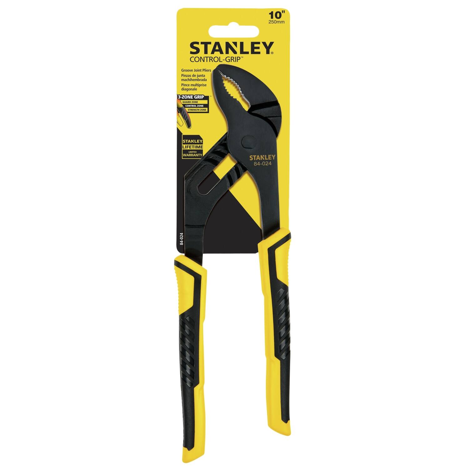10" 250mm STANLEY CONTROL-GRIP Groove Joint Pliers Pince de joint multiprise à diagonale J-ZONE GRIP - STANLEY LIFETIME WARRANTY STANLEY 84-024