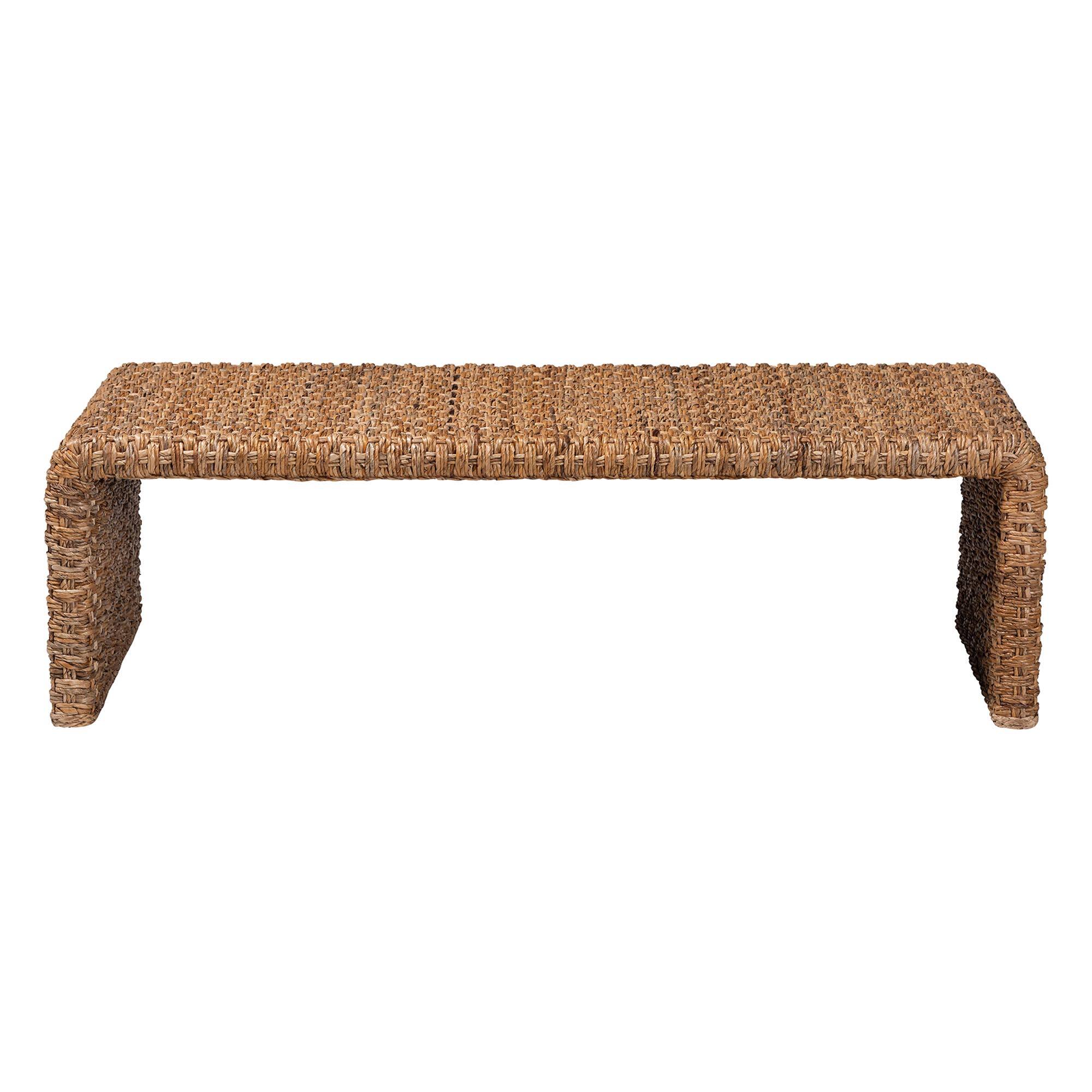 Angle. bali & pari - Alda Handwoven Seagrass Coffee Table - Rustic Wicker Waterfall Accent Table for Living Room or Sunroom - Natural Brown.