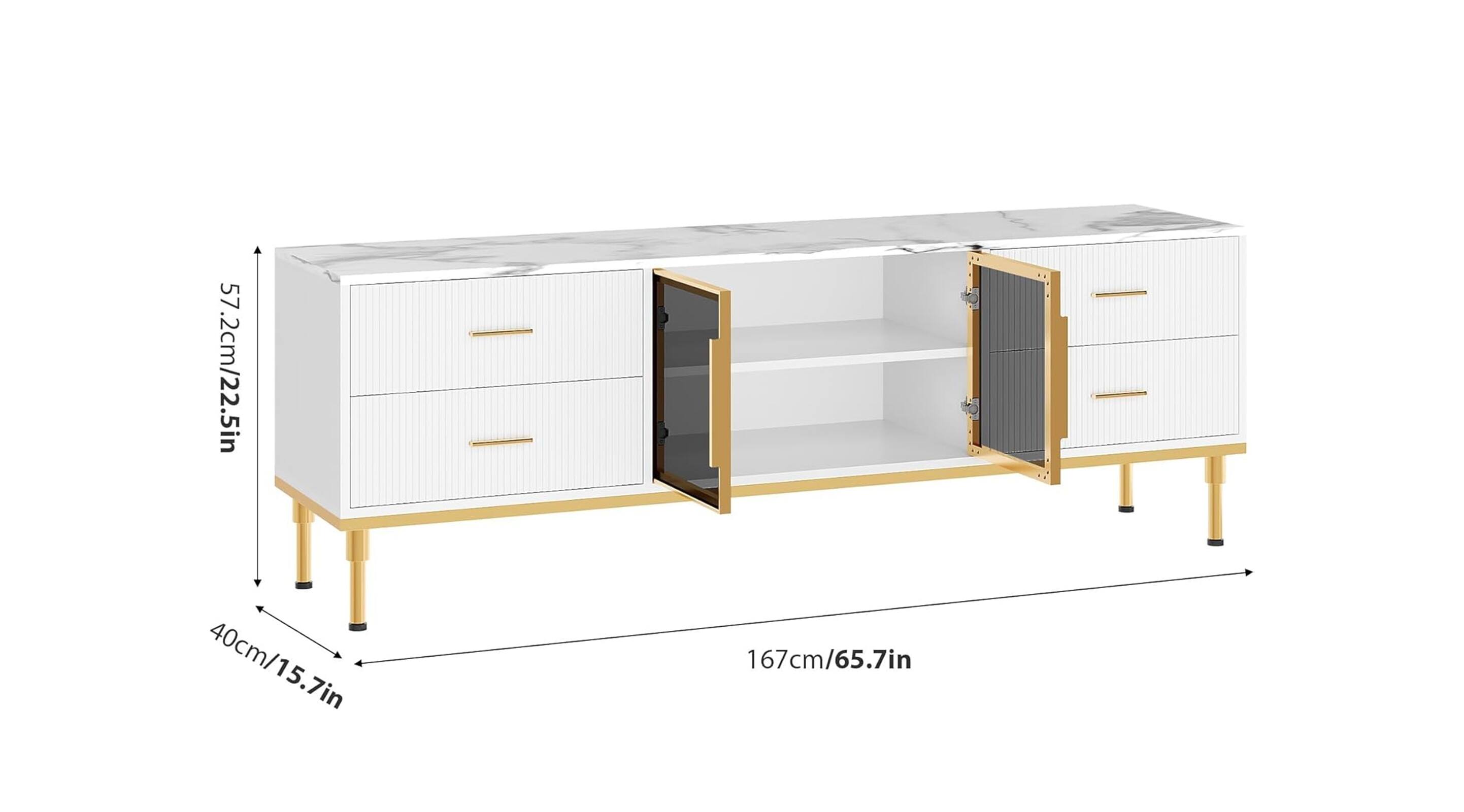 57.2cm/22.5in  
40cm/15.7in  
167cm/65.7in