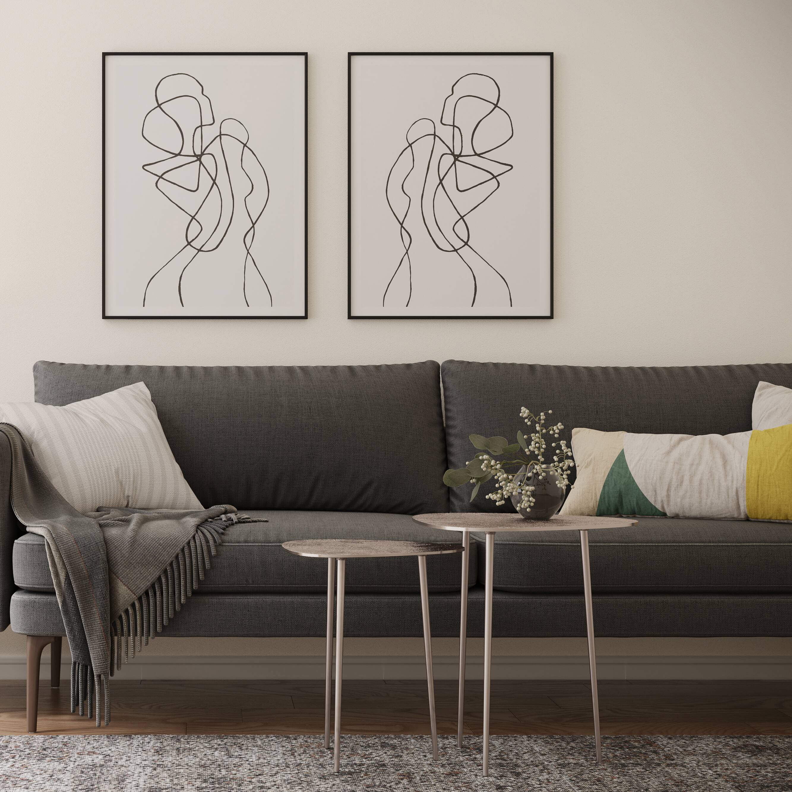 Left. Simpli Home - Shelton 2 Piece Metal Nesting Table - Nickel.