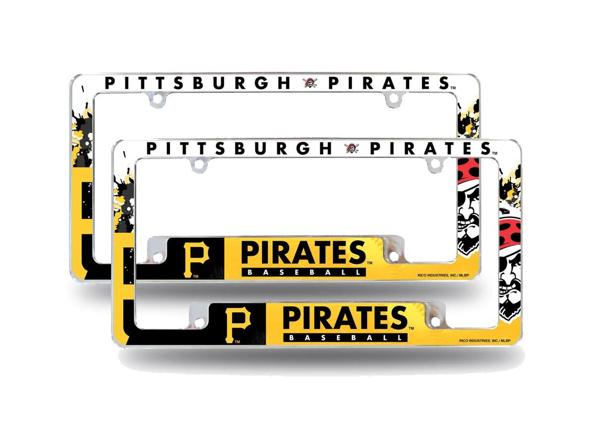 Pittsburgh Pirates (Set of 2) Chrome Metal License Plate Frames with Bold Full Frame Design