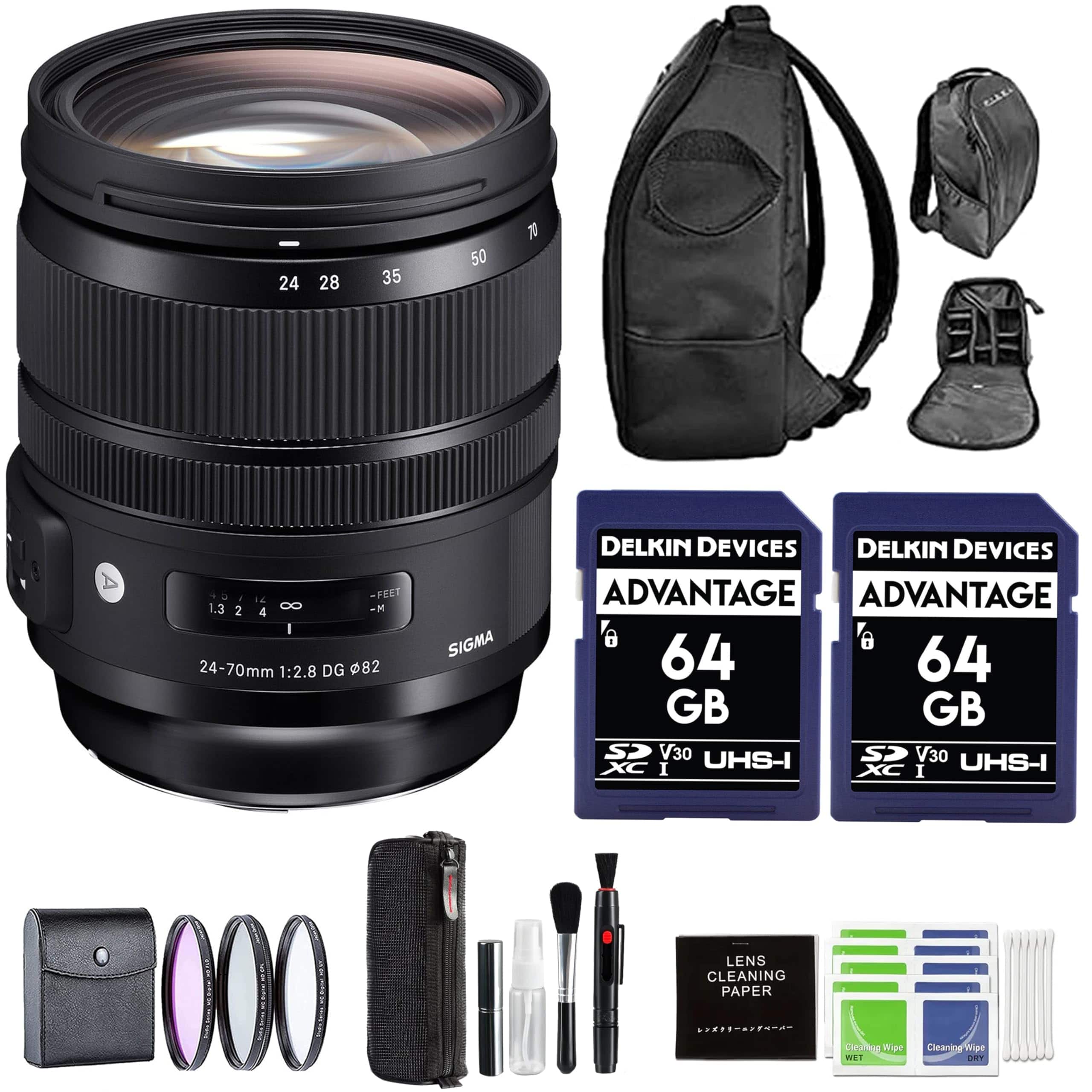Sigma - 24-70mm F2.8 DG OS HSM Art Lens for Nikon F w/ Advanced Accessory Bundle | 24-70mm F mount Lens - Black