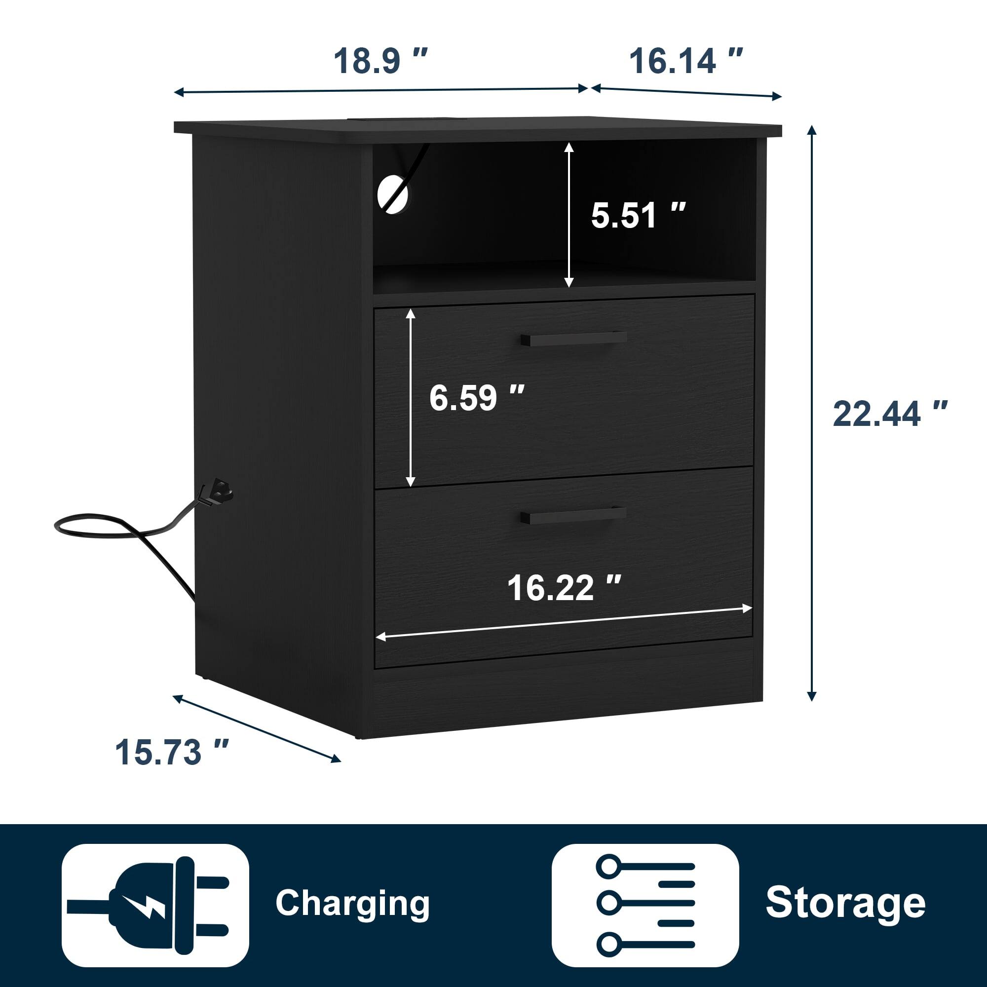 18.9", 16.14", 5.51", 6.59", 22.44", 16.22", 15.73" - Charging, Storage