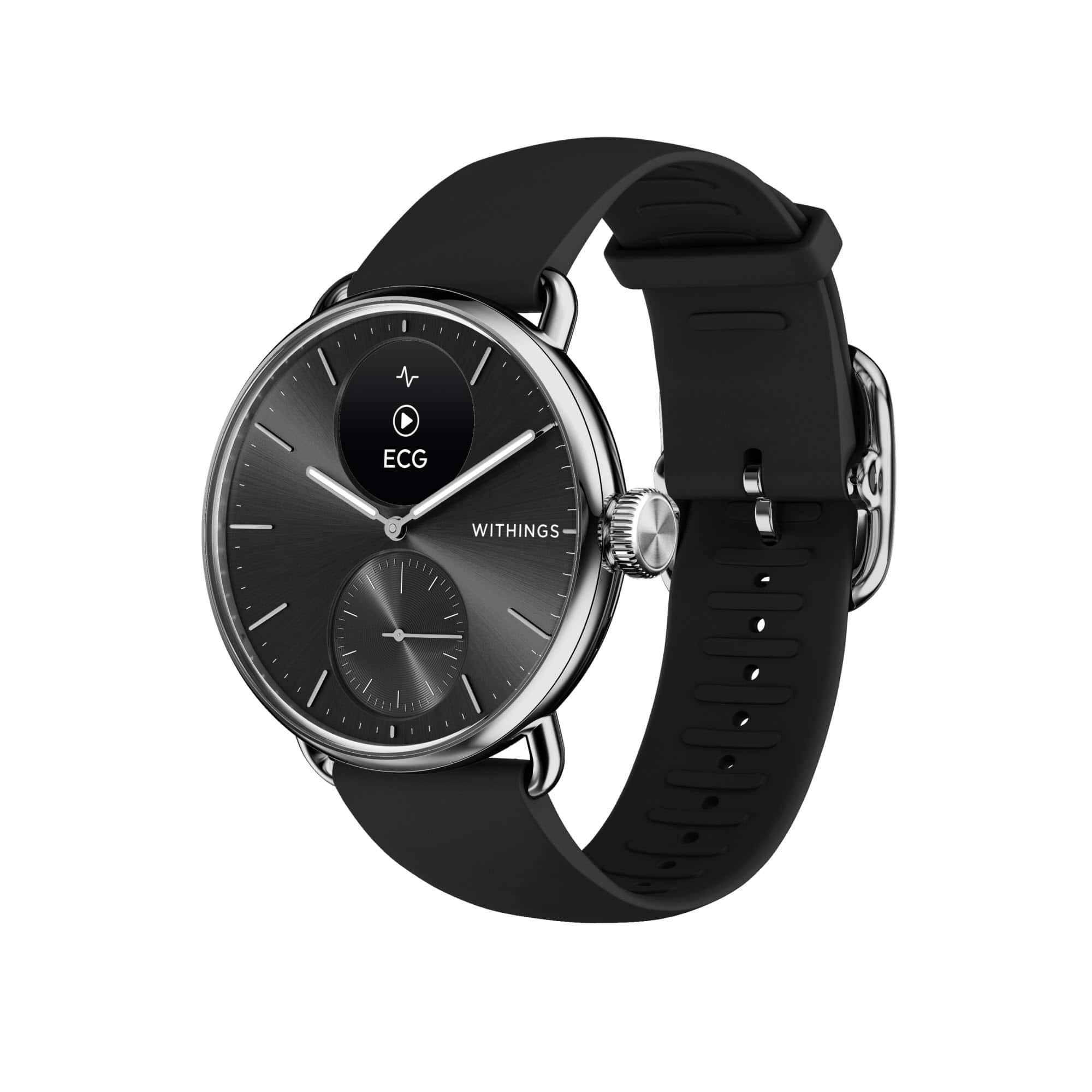 Front. Withings - ScanWatch 2 - Heart Health Hybrid Smartwatch - 38mm - Black/Silver.