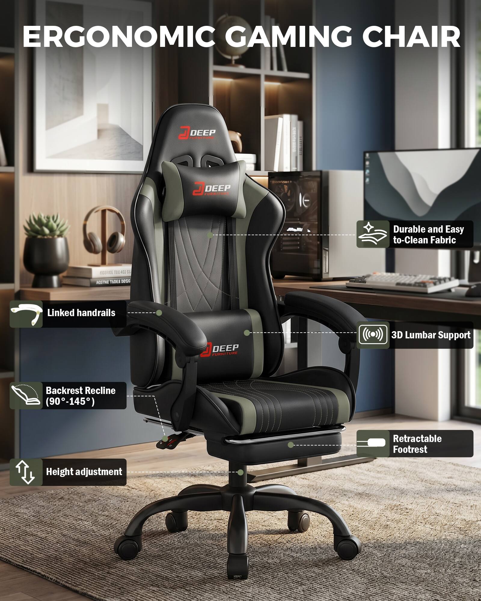 CloudRest Pro Computer Chair with Headrest, Lumbar Support, Linkage ...