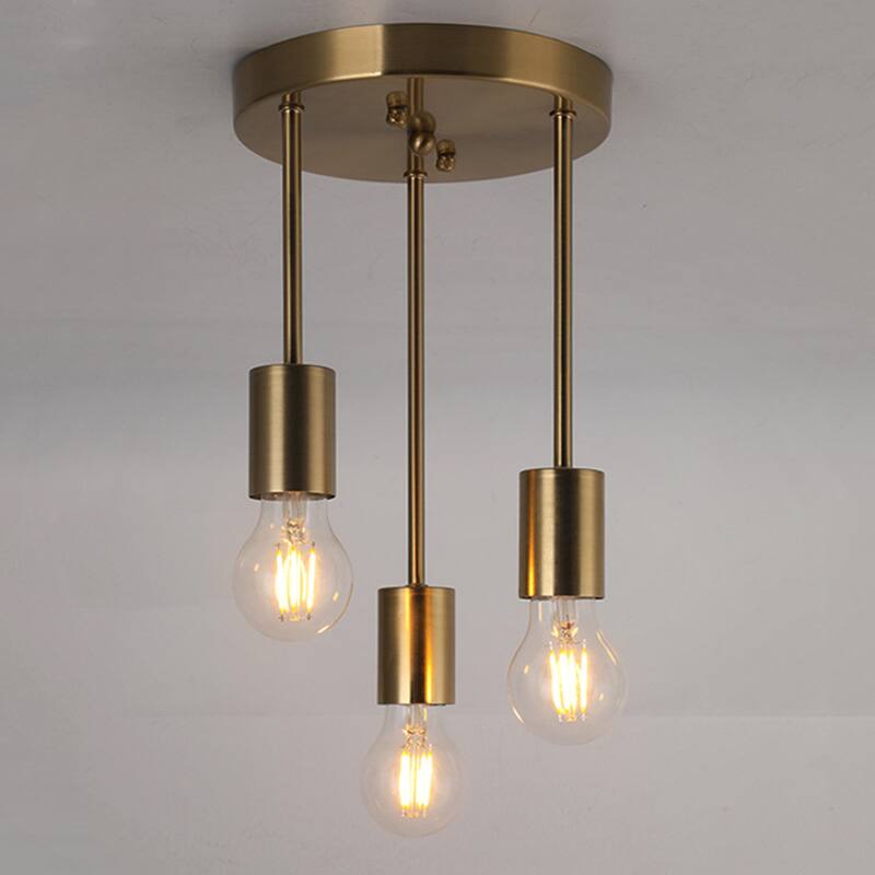 Auledio - 1pc 3-Head Pillar Ceiling Light, Iron Pendant for Dining Room, Bar, Corridor, Balcony (No Bulb Included) - Gold