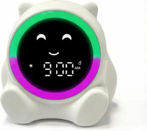 Front. Amber Sporting Goods - LIVEVIE Pali Kids Sleep Training Clock with Visual Countdown, Night Light, Sound Machine & App Control - White.