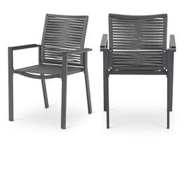 Meridian Furniture - Maldives Outdoor Patio Dining Arm Chair, Set of 2 - Grey Rope Fabric