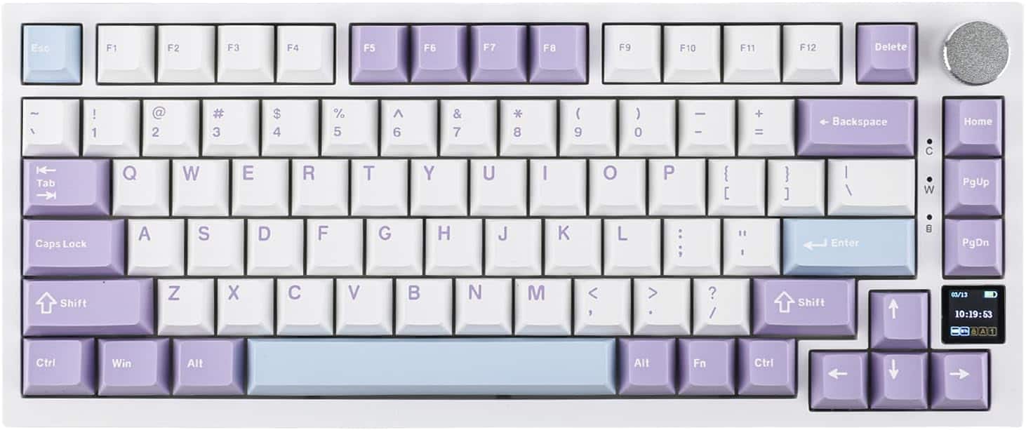 EPOMAKER - Ajazz AK820 Pro 75% Wireless Mechanical Keyboard with TFT Smart Display&Knob (Flying Fish Switch) - Purple