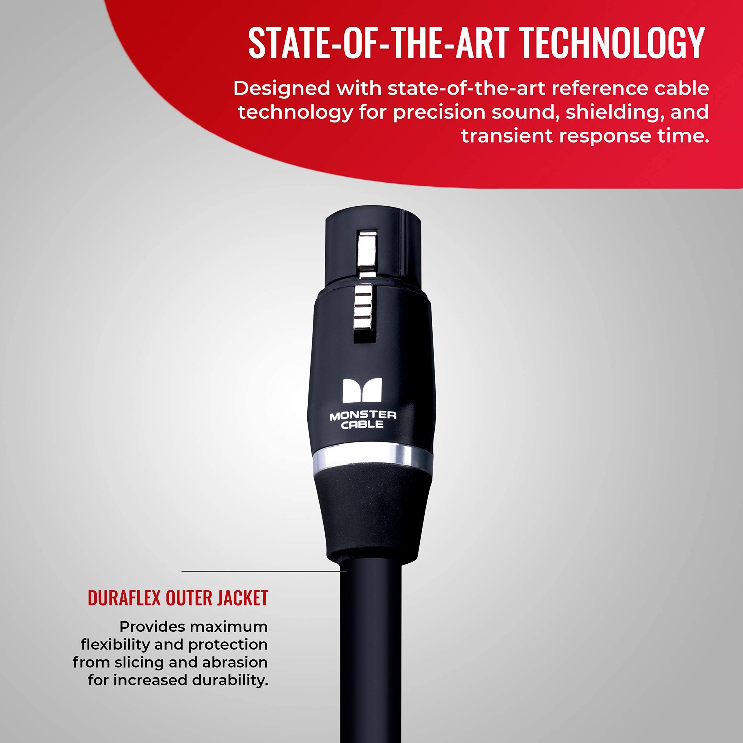 STATE-OF-THE-ART TECHNOLOGY  
Designed with state-of-the-art reference cable technology for precision sound, shielding, and transient response time.  

MONSTER CABLE DURAFLEX OUTER JACKET  
Provides maximum flexibility and protection from slicing and abrasion for increased durability.