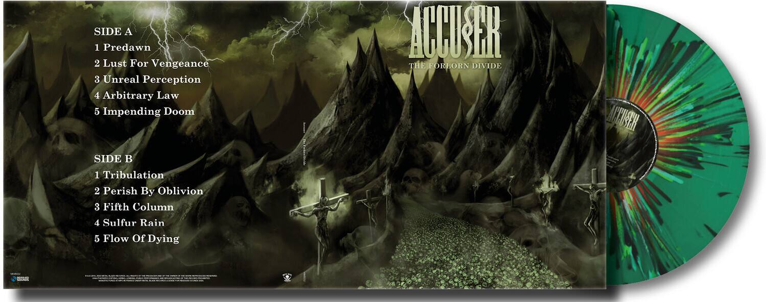 SIDE A  
1. Predawn  
2. Lust For Vengeance  
3. Unreal Perception  
4. Arbitrary Law  
5. Impending Doom  

SIDE B  
1. Tribulation  
2. Perish By Oblivion  
3. Fifth Column  
4. Sulfur Rain  
5. Flow Of Dying  

ACCUSER  
THE FORLORN DIVIDE