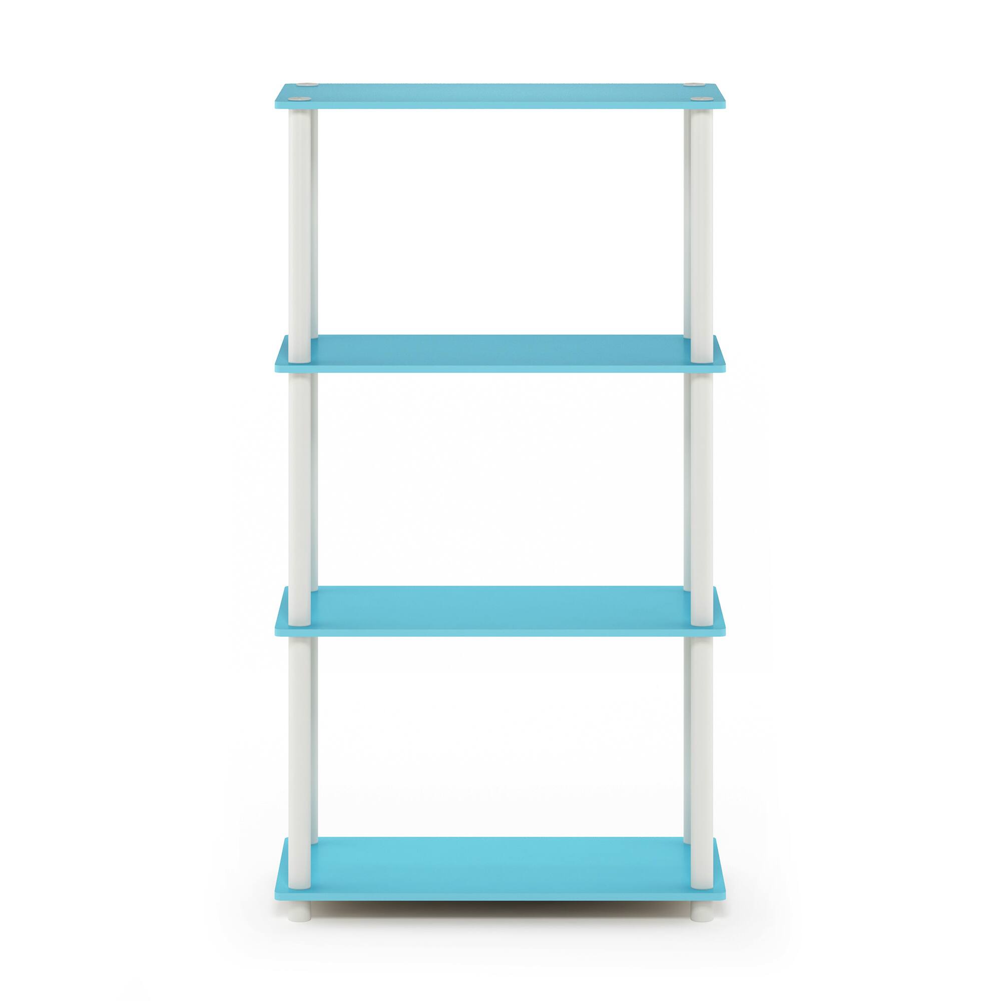 Alt View 2. Furinno - Turn-N-Tube 4-Tier Multipurpose Shelf Display Rack, Light Blue/White - Light Blue/White.