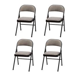 MECO - Sudden Comfort Deluxe Metal Fabric Padded Folding Chair Set, (4 Pack) - Black
