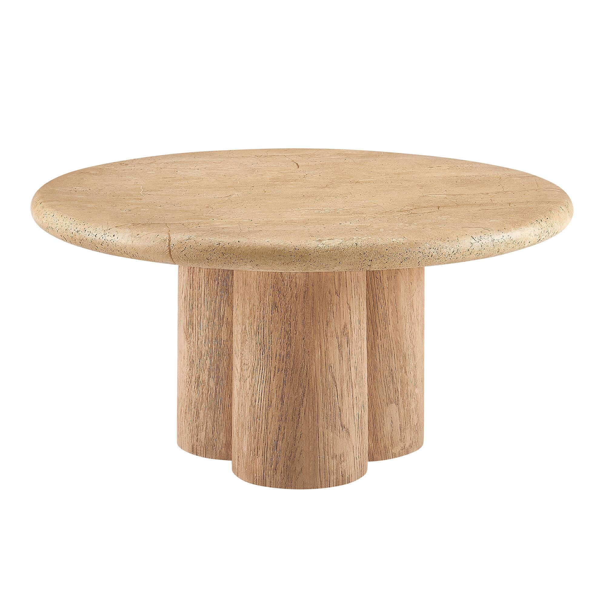 Angle. Modway - Tori 31 Inch Round Indoor and Outdoor Coffee Table by Modway - Travertine.