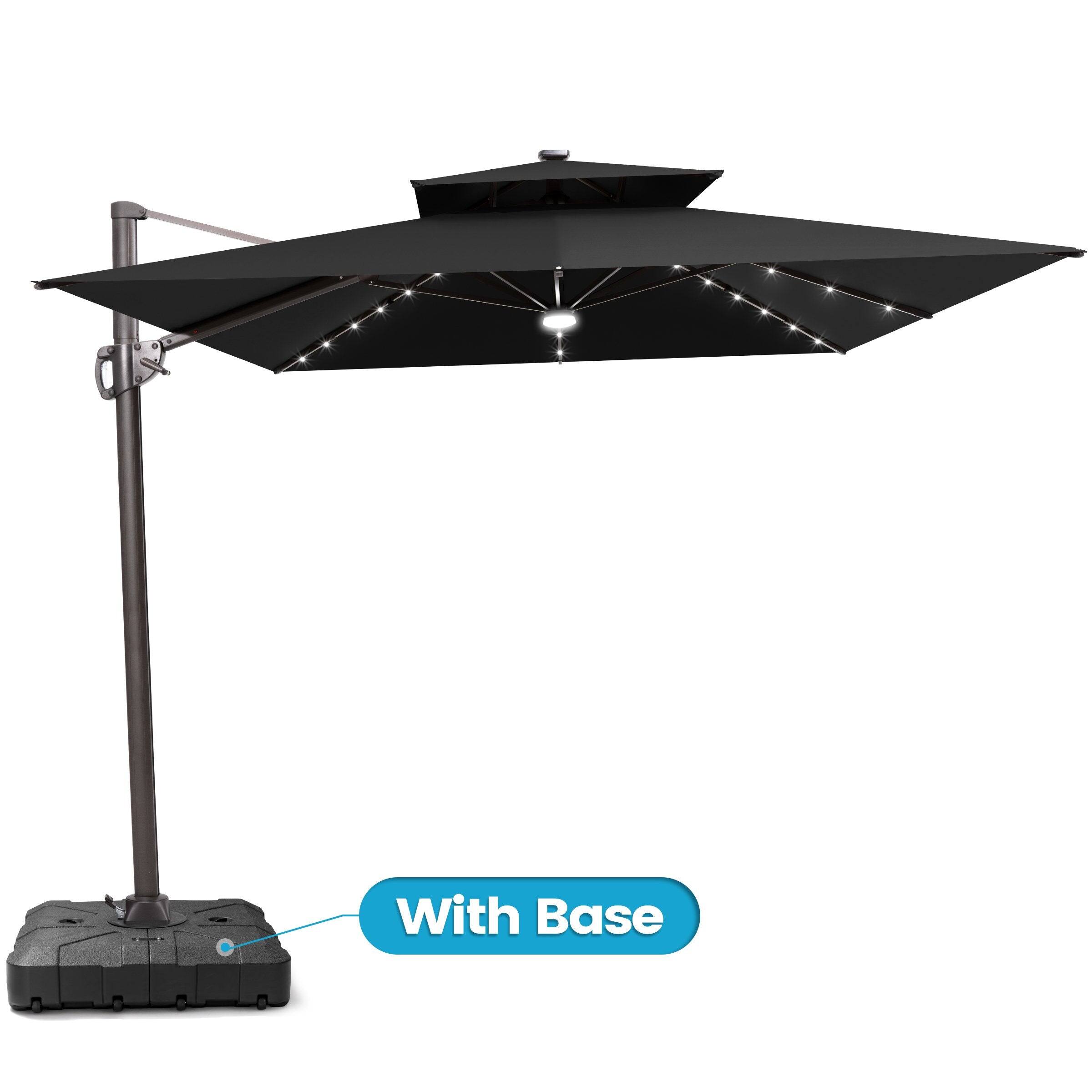 Crestlive Products - 9x11ft Aluminum Double Top Crank Cantilever Patio Umbrella with Lights with Base - Black price history on PriceWatchPro
