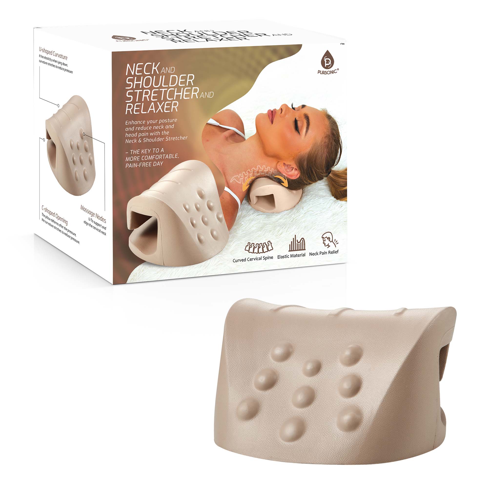 Pursonic - Neck and Shoulder Stretcher and Relaxer - Beige