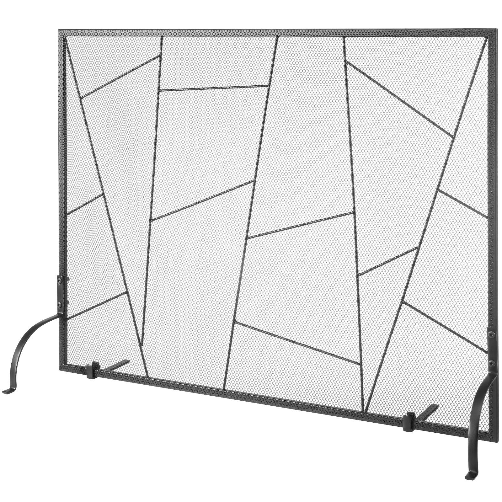 Alt View 5. VEVOR - Fireplace Screen Single Panel, Sturdy Iron Mesh Fireplace Screen, 35.6"(L) x28.4"(H) Spark Guard Cover - Black.