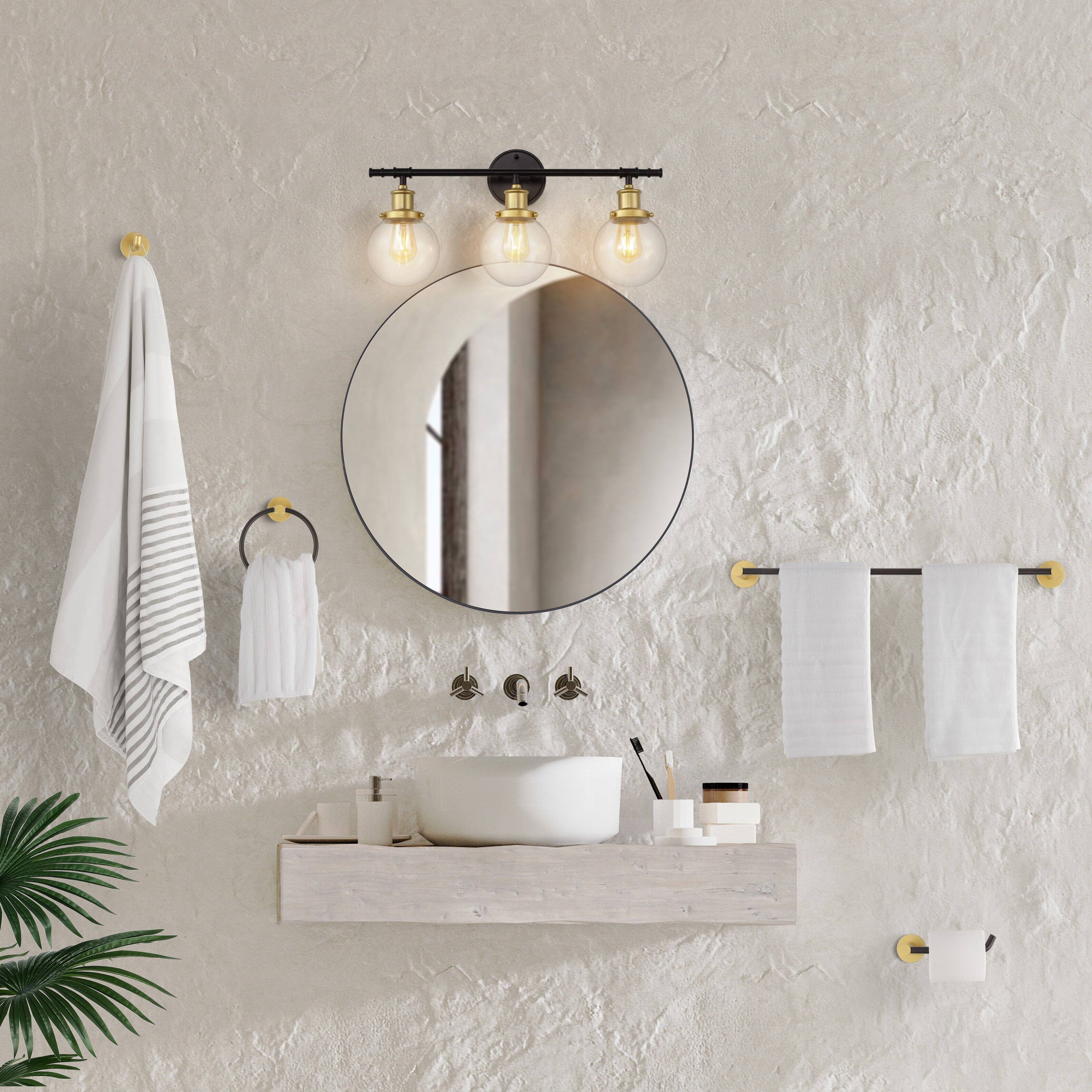 Alt View 1. Jonathan Y - Hugo 24.5" 3-Light Classic Vanity Light with Bathroom Hardware Accessory Set, Oil Rubbed Bronze/Gold Painting (5-Piece) - Oil Rubbed Bronze/Gold Painting.