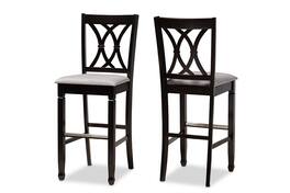 Baxton Studio - Calista Modern Upholstered and Espresso Brown Finished 2-Piece Bar Stool Set - Grey/Espresso Brown