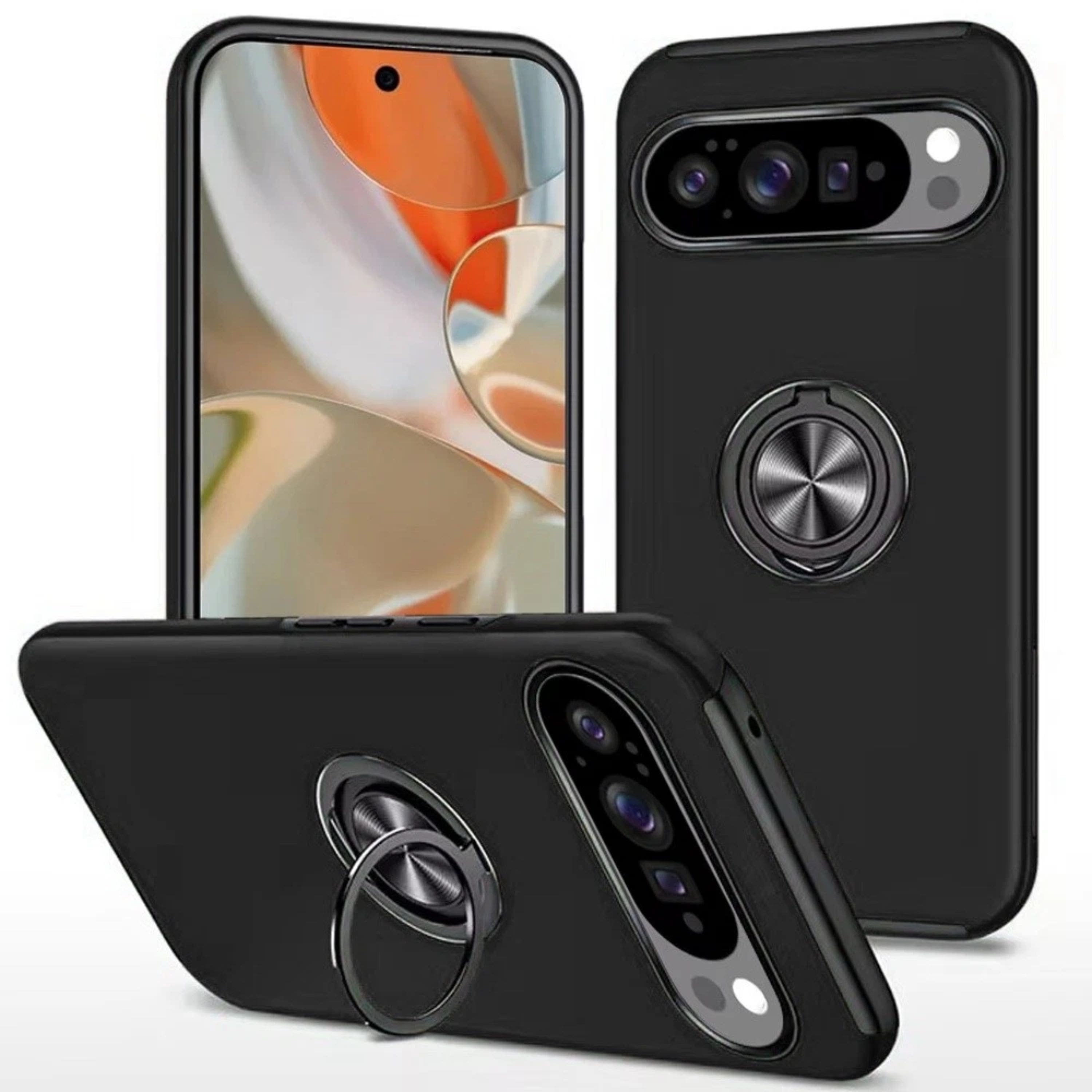 Kitcheniva - Rubber Dual Layer With RingStand Case Plus Tempered Glass For Google Pixel 10 Pro XL - Black price history on PriceWatchPro