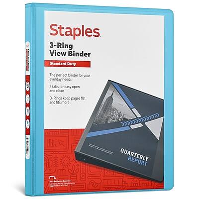 Staples - 1/2" 3-Ring View Binder, D-Ring - Teal