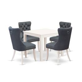 East West Furniture - 5 Piece Modern Dining Table Set Contains a Square Kitchen Table - White