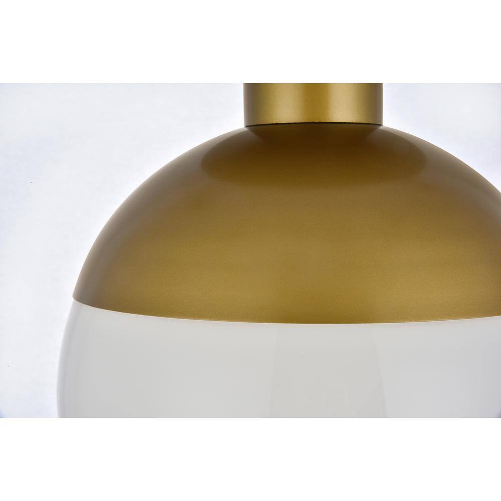 Alt View 1. Living District - Eclipse 1 Light Brass Flush Mount With Frosted White Glass - Brass And Frosted White.
