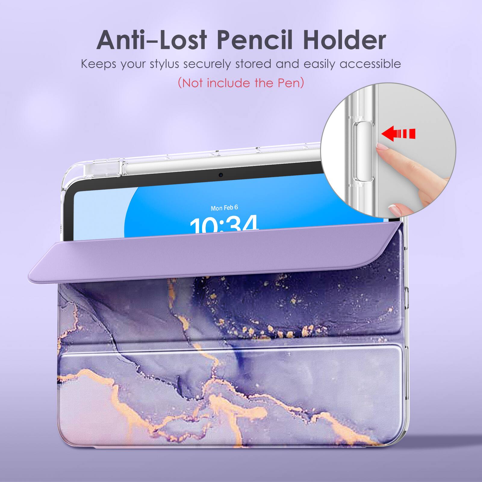 Anti-Lost Pencil Holder  
Keeps your stylus securely stored and easily accessible  
(Not include the Pen)  

Mon Feb 6 10:34