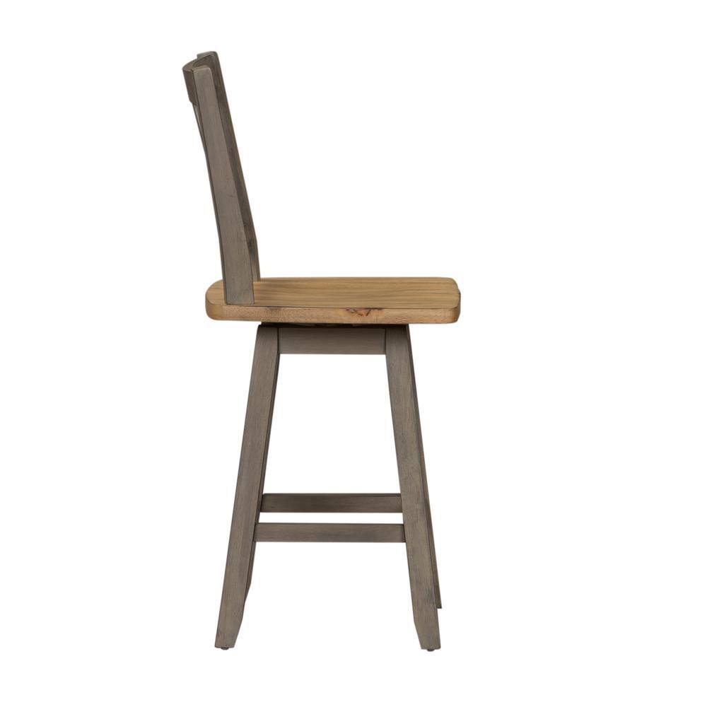 Left. Liberty Furniture Industries - Lindsey Farm Counter Height Swivel Chair (RTA)-Set of 2 in Gray - Gray.
