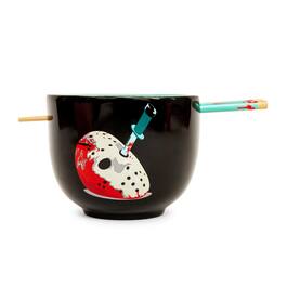Silver Buffalo - Friday The 13th Jason Voorhees 20-Ounce Ramen Bowl and Chopstick Set - Black
