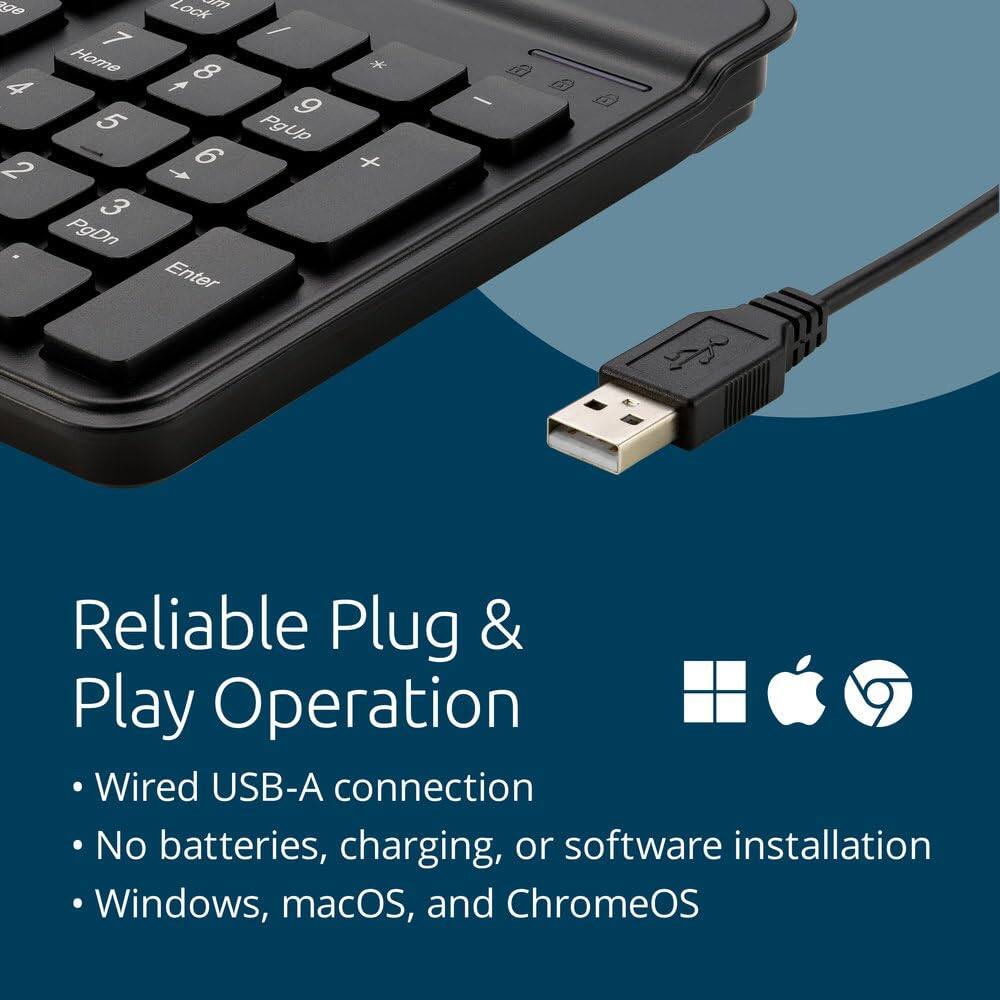 ge 7 Home 4 5 2 3 PgDn Lock  / f 8 9 PgUp 6  Enter  + I Reliable Plug & Play Operation Wired USB-A connection No batteries, charging, or software installation Windows, macOS, and ChromeOS