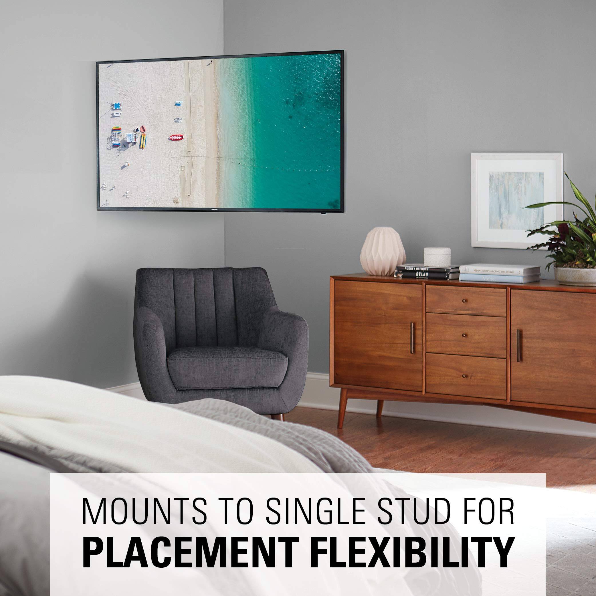 The text should be corrected and grouped as follows:

"MOUNTS TO SINGLE STUD FOR PLACEMENT FLEXIBILITY"
