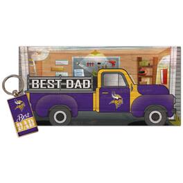 Fan Creations - Minnesota Vikings 6'' x 12'' Best Dad Truck Sign & Key Chain Bundle - Multicolor
