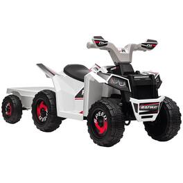 Aosom - Kids ATV Quad Car with Back Trailer, 6V Electric Ride On Car with F/B Function, Wear-Resistant Wheels, for 18-36 Months
