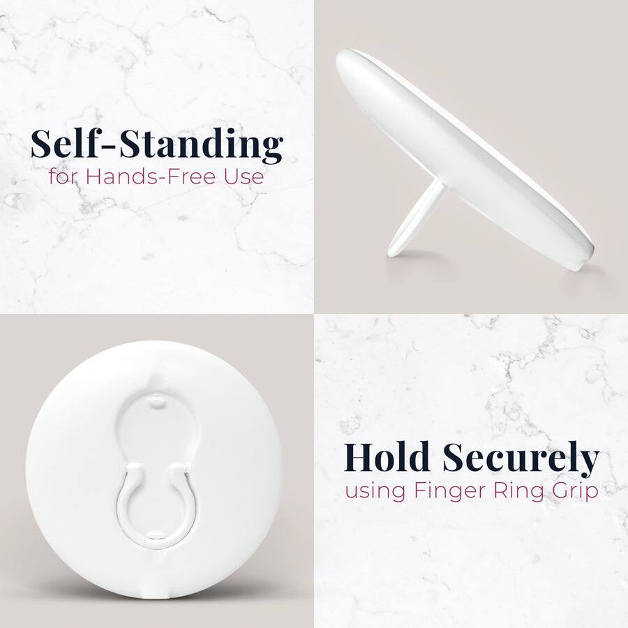 Self-Standing  
for Hands-Free Use

Hold Securely  
using Finger Ring Grip