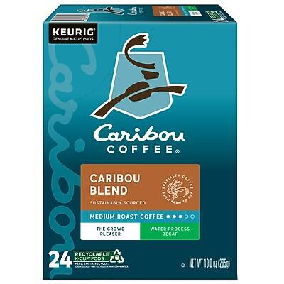 KEURIG GENUINE K-CUP PODS

Caribou Coffee
Caribou Blend
Sustainably Sourced
Medium Roast Coffee
The Crowd Pleaser
Water Decaf Process
Recyclable
24 K-Cup Pods
Net WT 10.0 oz (285g)