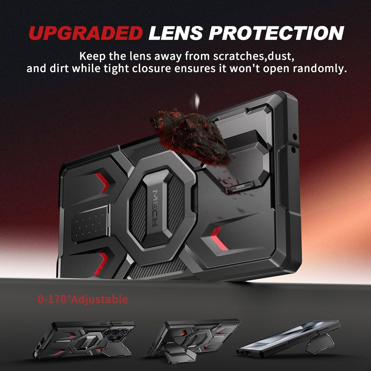 UPGRADED LENS PROTECTION

Keep the lens away from scratches, dust, and dirt while tight closure ensures it won't open randomly.

0-170° Adjustable
