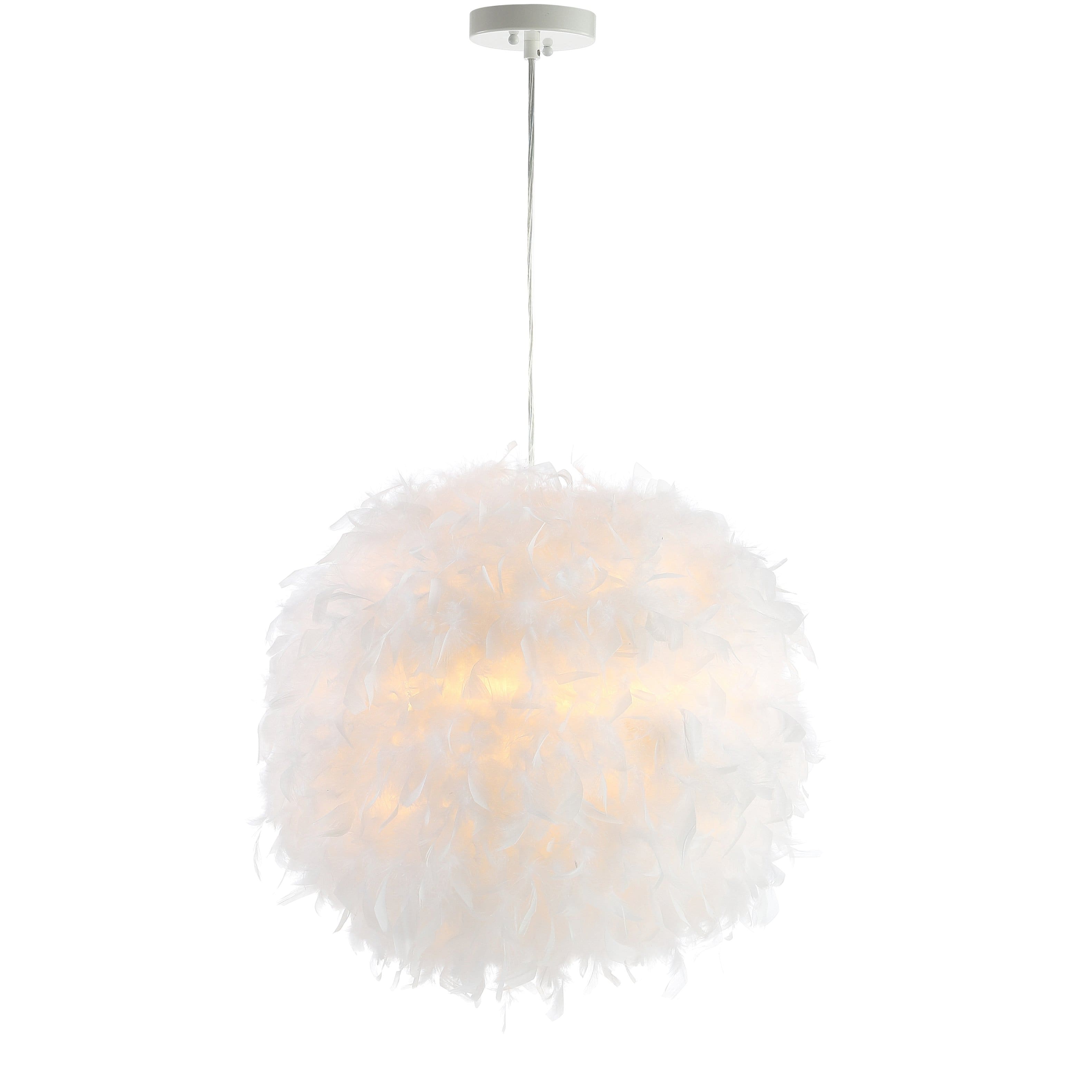 "Jonathan Y - Stork 19"" Feather Metal Adjustable LED Pendant - White" price history on PriceWatchPro
