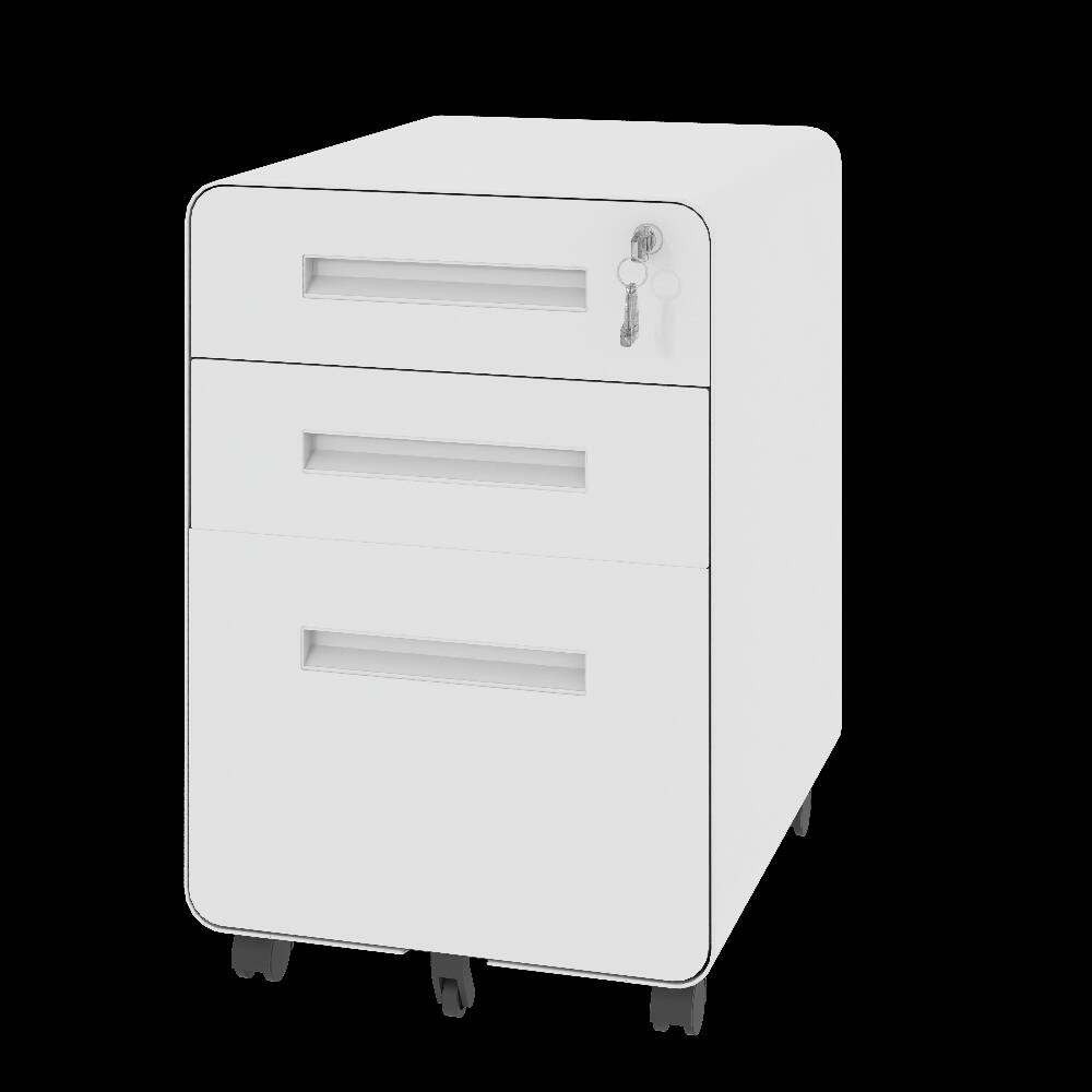 Alt View 2. Loheer - Loheer 3-Drawer Mobile File Cabinet Metal Storage Cabinet White.