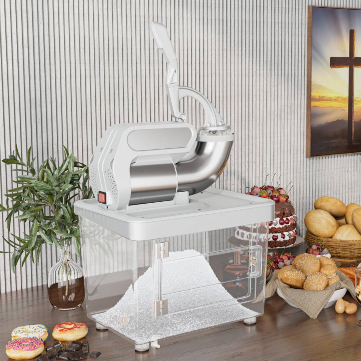 Alt View 2. LUCKY ONE - Commercial Ice Crusher 660 lbs/h with Dual Blades & 10 Gal Storage - Gray.