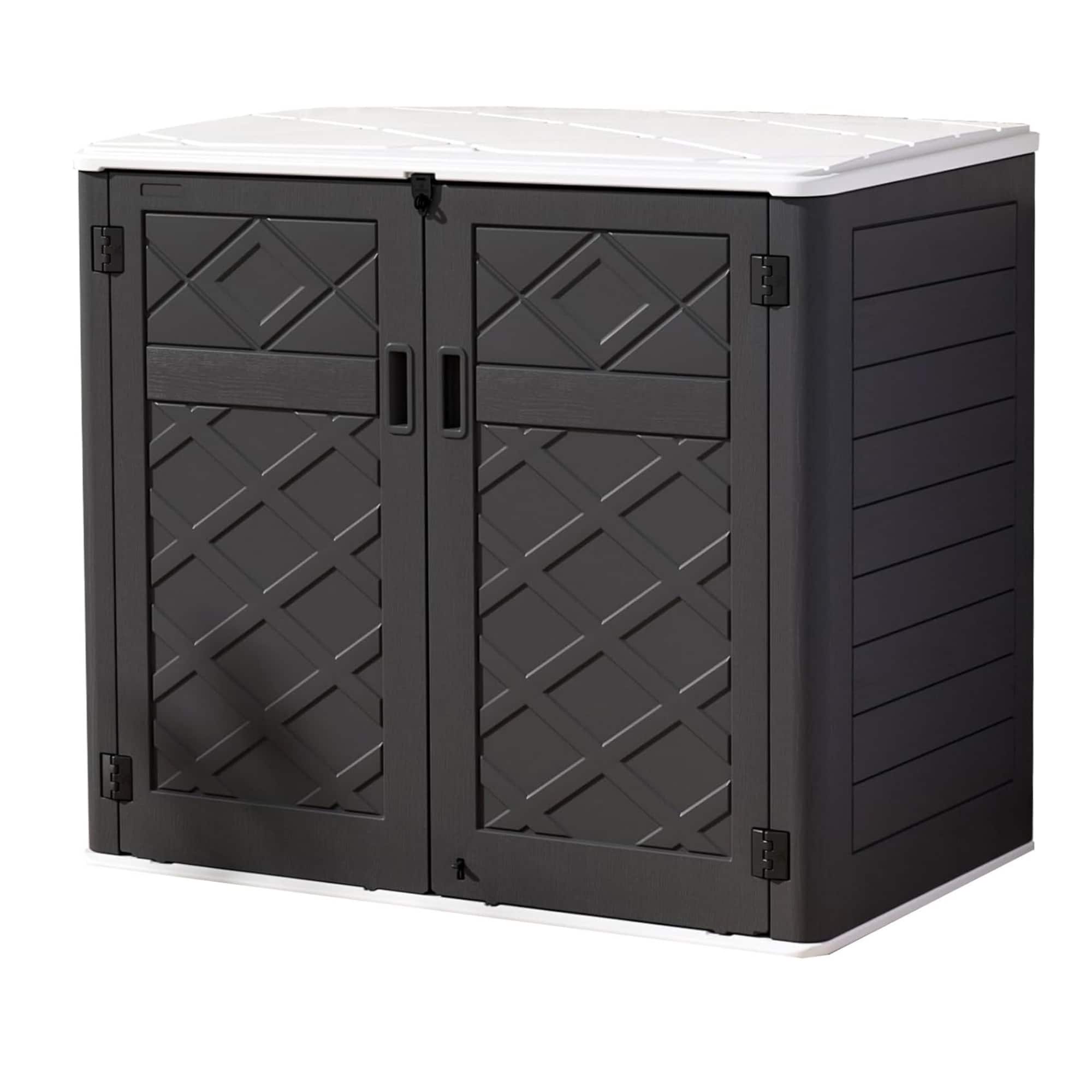 Yardgrace - Outdoor Storage Shed 358 Gal. 53.15 in. x 33.07 in. x 46.85 in. Resin Large Waterproof Deck Box Shed - Black No shelves