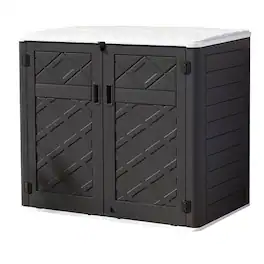 Yardgrace - Outdoor Storage Shed 358 Gal. 53.15 in. x 33.07 in. x 46.85 in. Resin Large Waterproof Deck Box Shed - Black No shelves