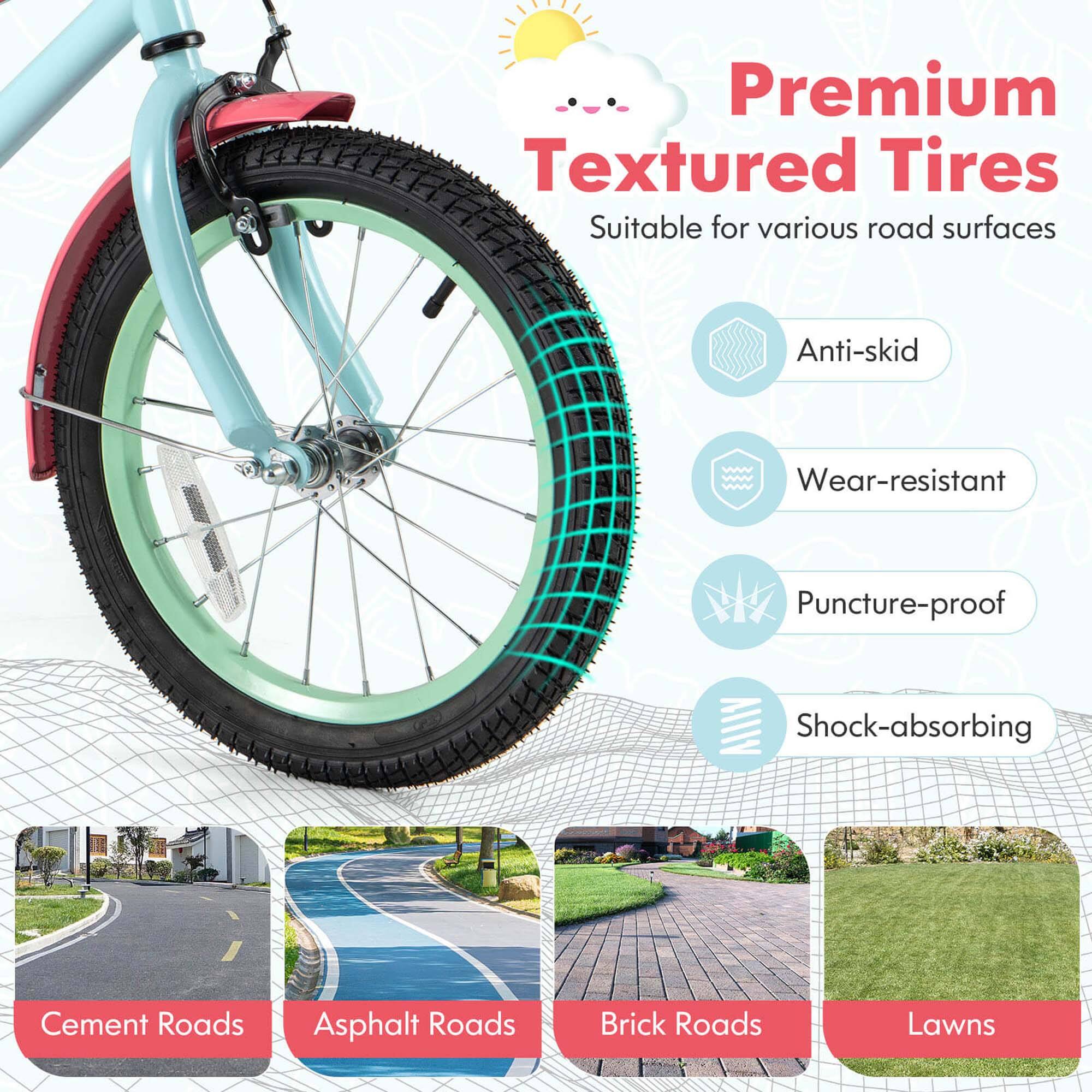 Premium Textured Tires  
Suitable for various road surfaces  

- Anti-skid  
- Wear-resistant  
- Puncture-proof  
- Shock-absorbing  

Cement Roads  
Asphalt Roads  
Brick Roads  
Lawns