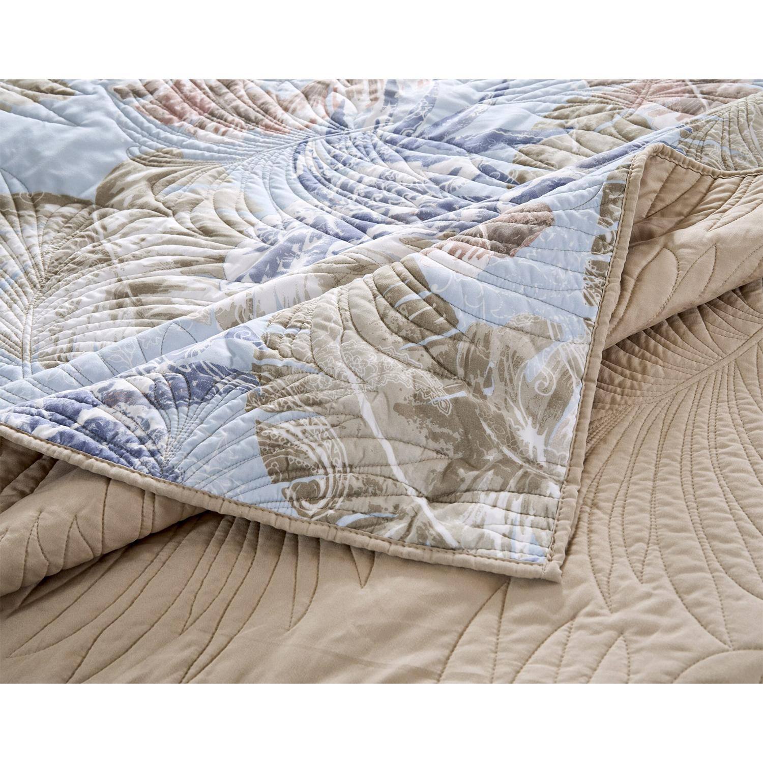 Alt View 3. Greenland Home Fashions - Greenland Home Fashions Tropics Luxurious Modern Design Quilt Bedding Set 3 Piece Full/Queen Mist - Mist.